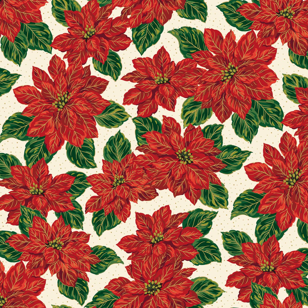 Poinsettias at Christmas 1 Yard Cuts