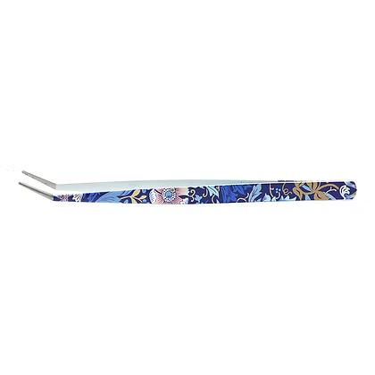 Blue Floral Fine Pince Point Tweezers