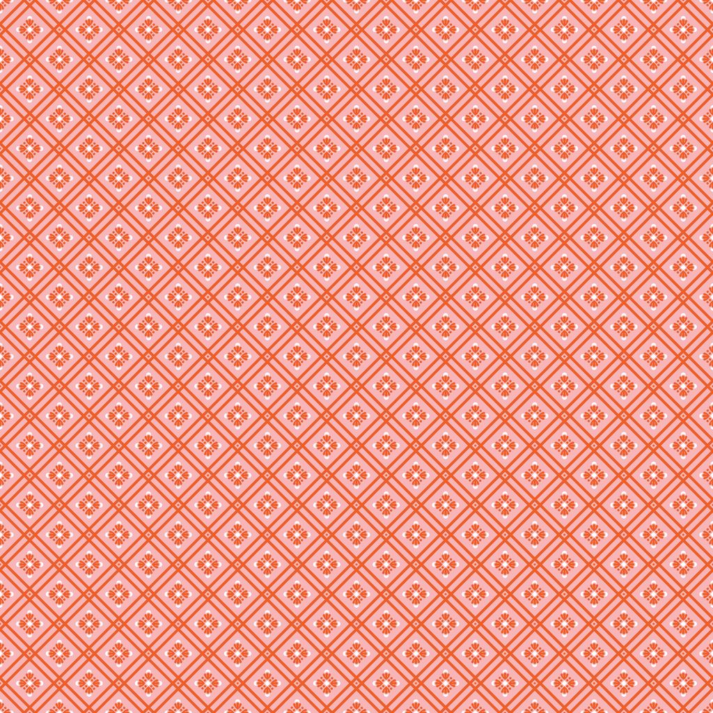 Patterned fabric with a geometric design on a pink background