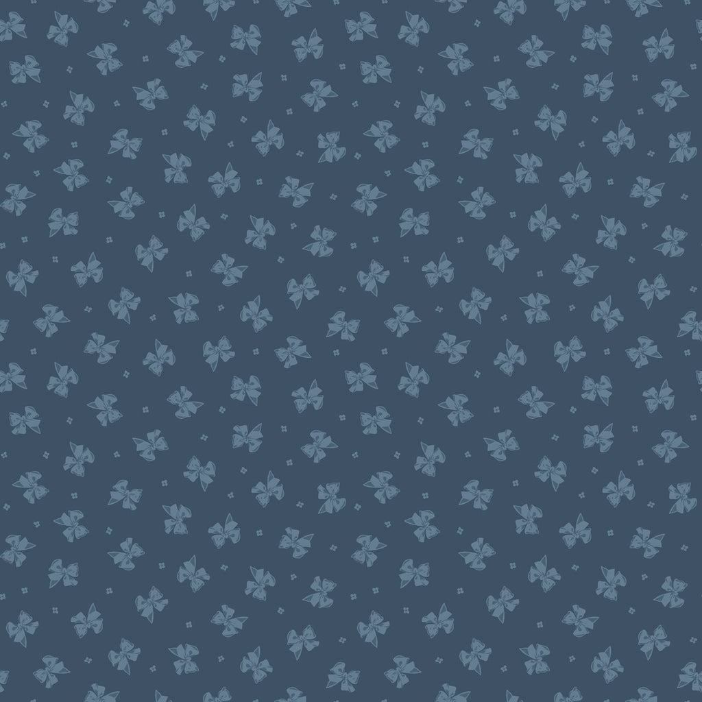 Pattern of blue bows on a dark blue background