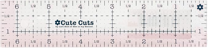Lori Holt Cute Cut Rectangle Ruler | Small Acrylic Quilting Ruler (1.5 in x 6.5 in)