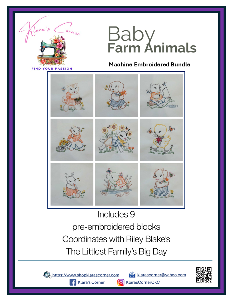 Baby Farm Animals Embroidery Bundle