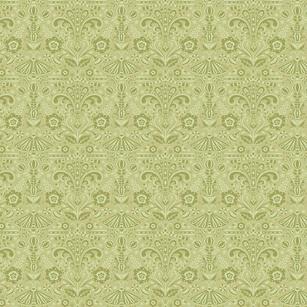 Decorative pattern in green on a light green background