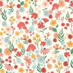 Floral pattern with colorful flowers on a white background