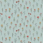 Pattern of small flowers on a light blue background