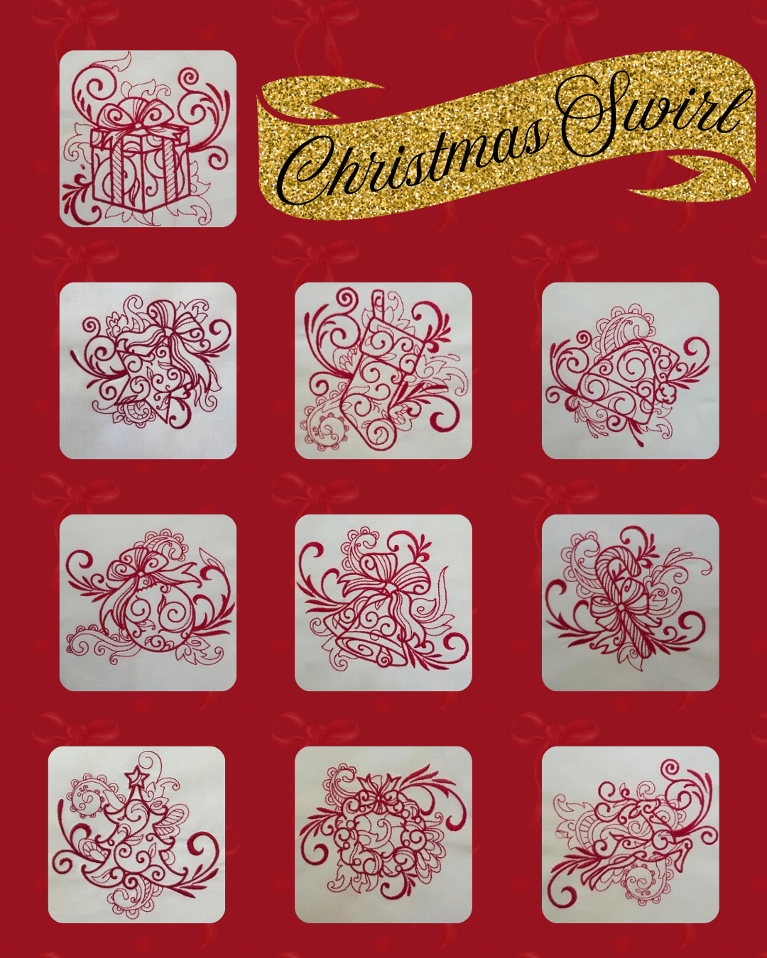 Christmas Swirl Embroidered Bundle