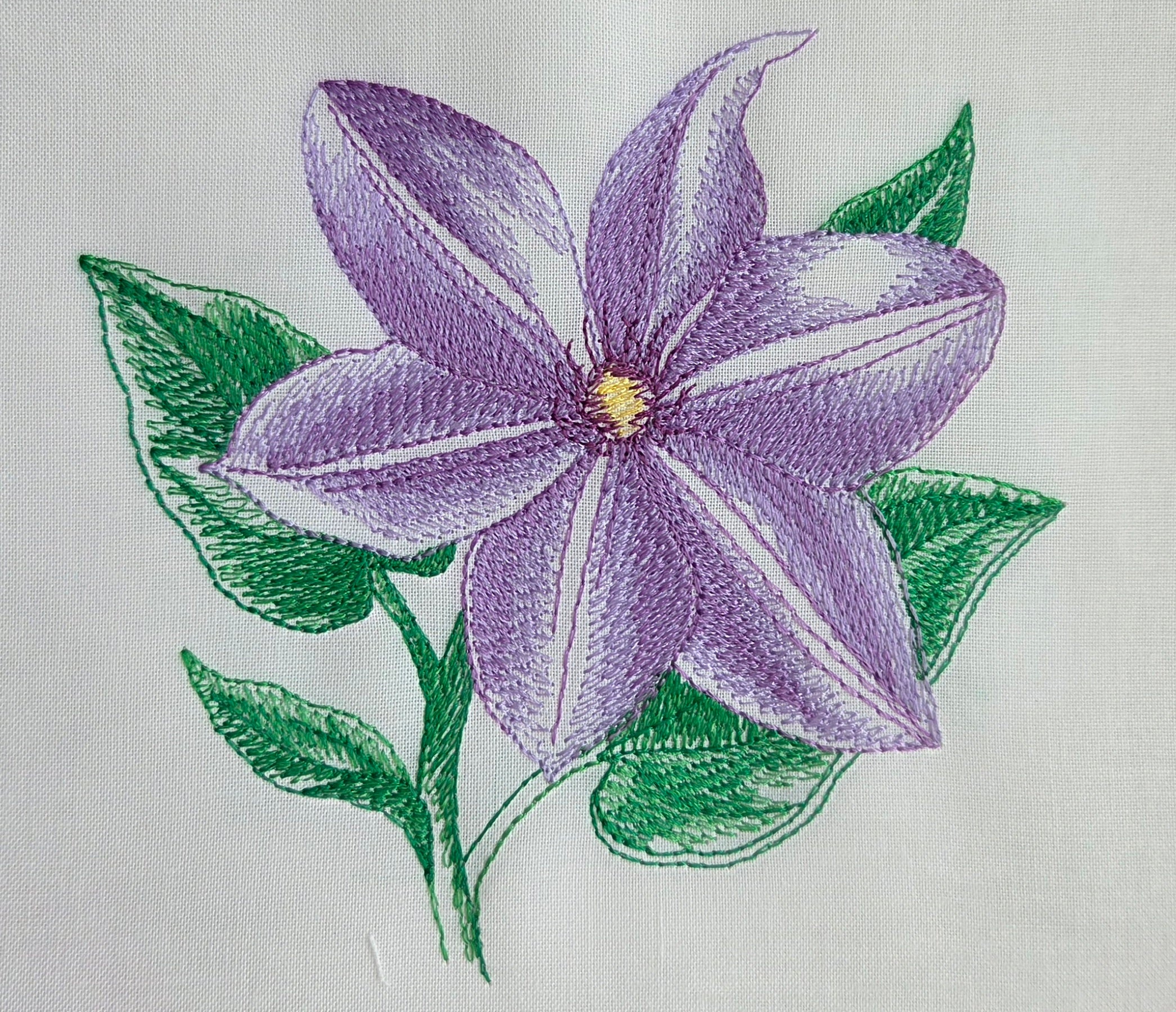 Clematis Beauty Machine Embroidered Square