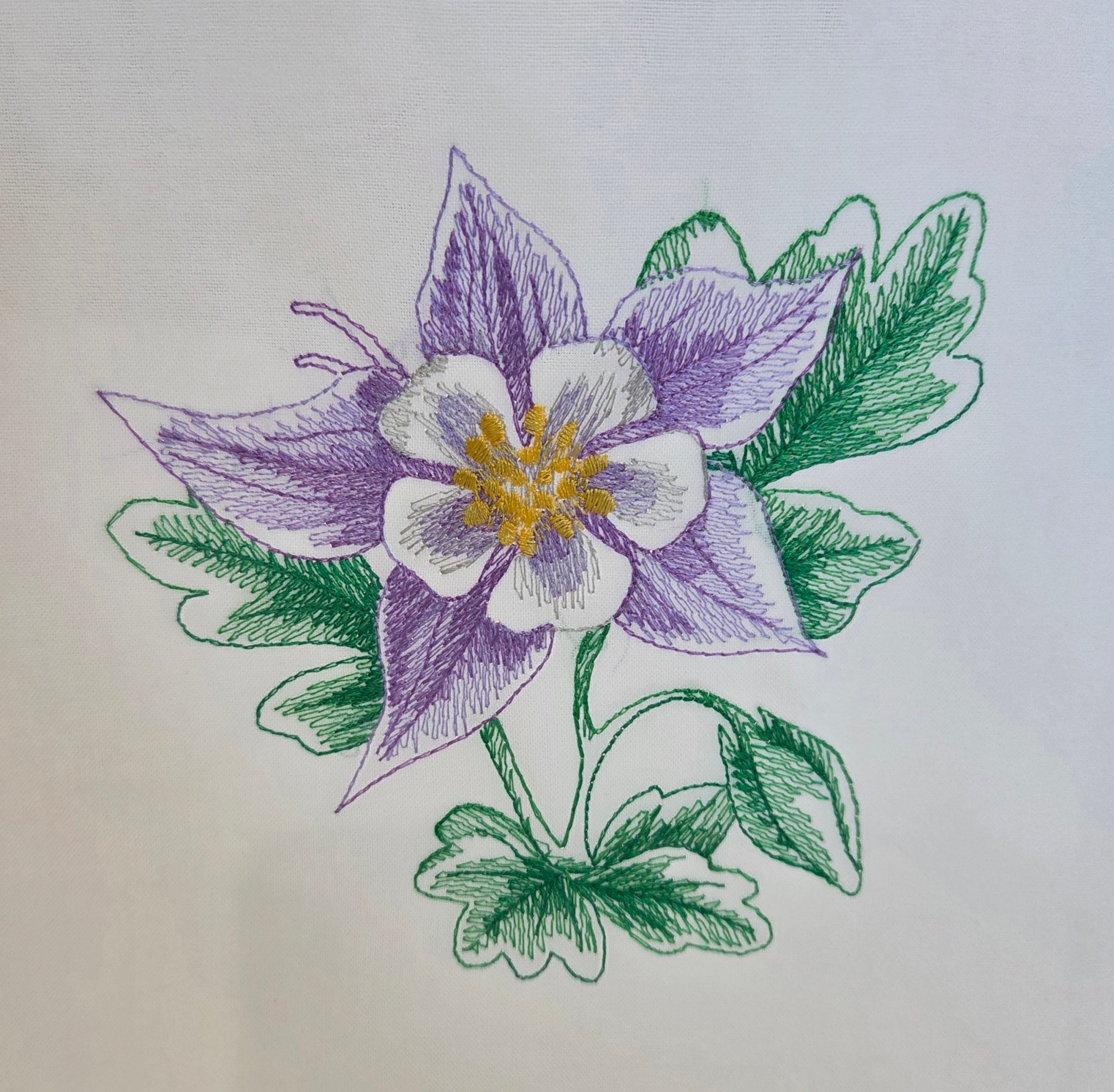 Columbine Beauty Machine Embroidered Square