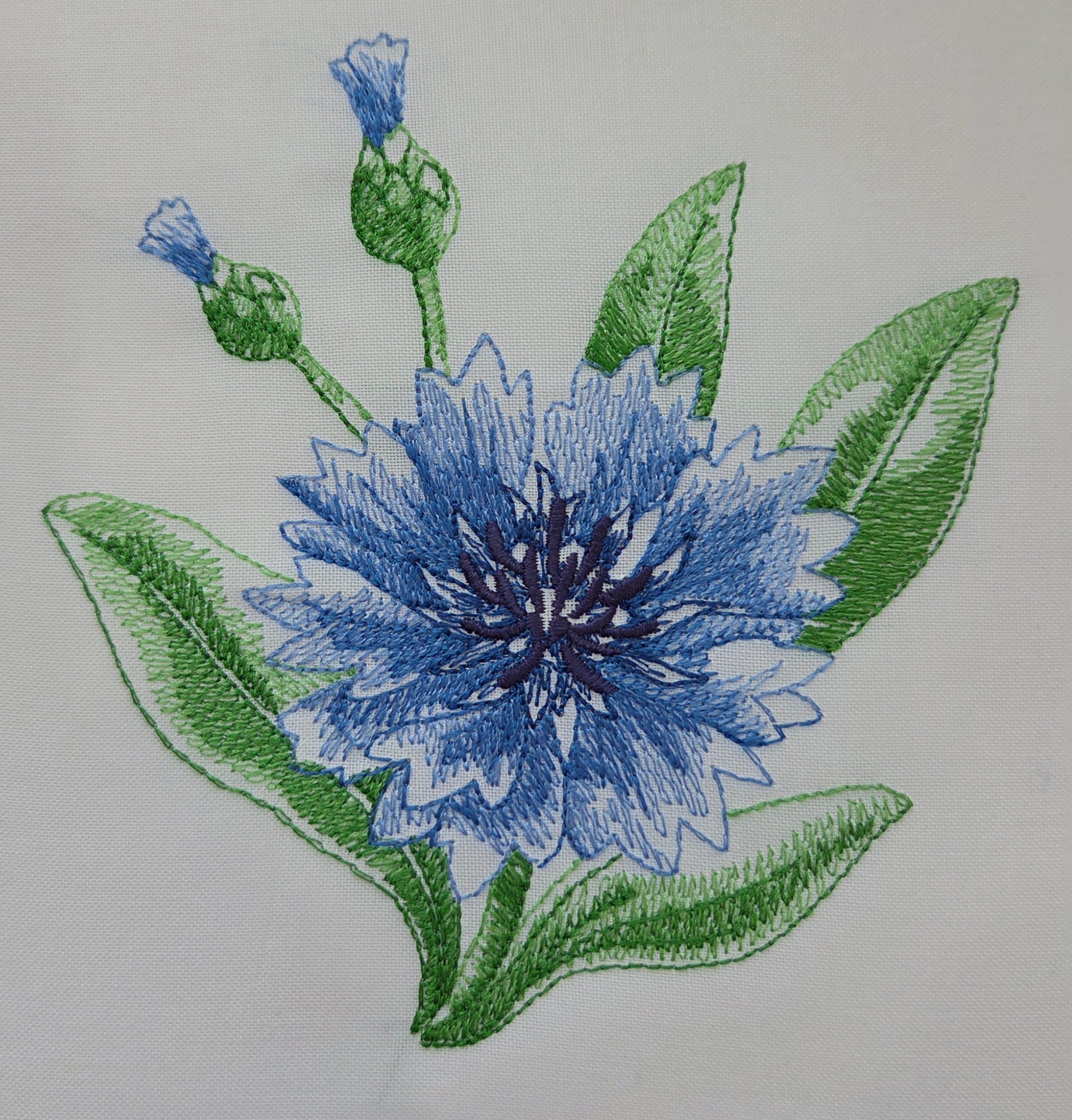 Cornflower Beauty Machine Embroidered Square