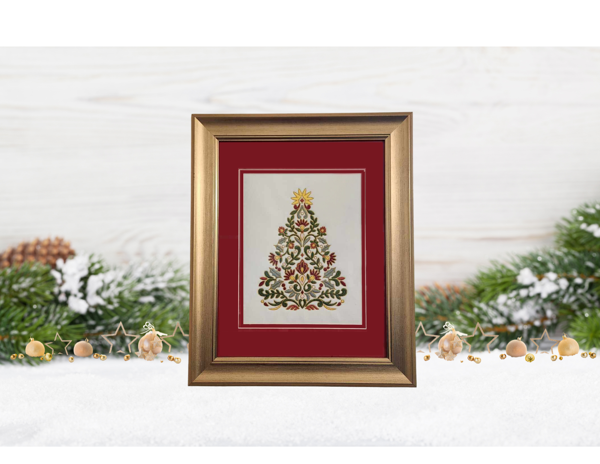 Christmas Tree Machine Embroidered Square