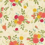Floral pattern with colorful flowers on a beige background