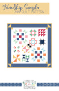 Friendship Sampler mini quilt pattern with colorful geometric design on a white background