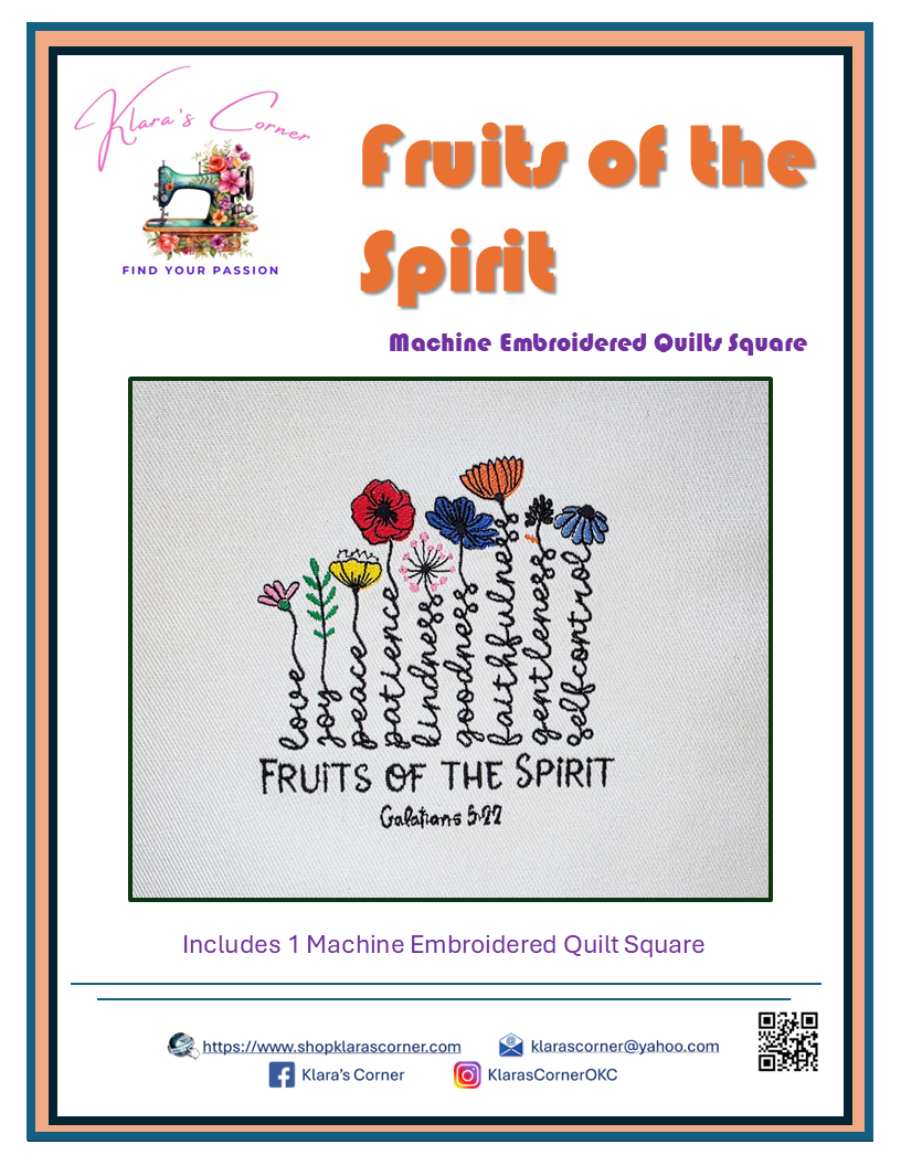 Fruits of the Spirit Machine Embroidered Square