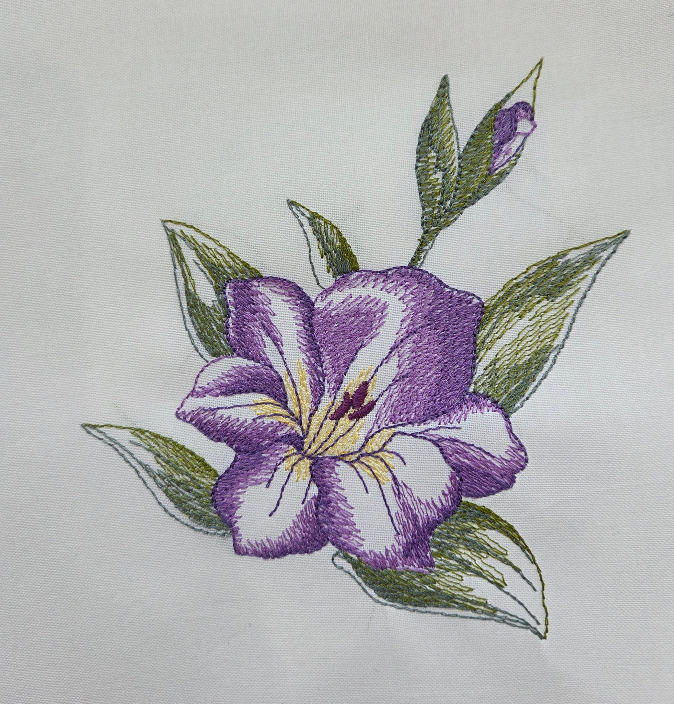 Gladiolus Beauty Machine Embroidered Square