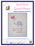 God Has Great Plans Machine Embroidered Square - Pink