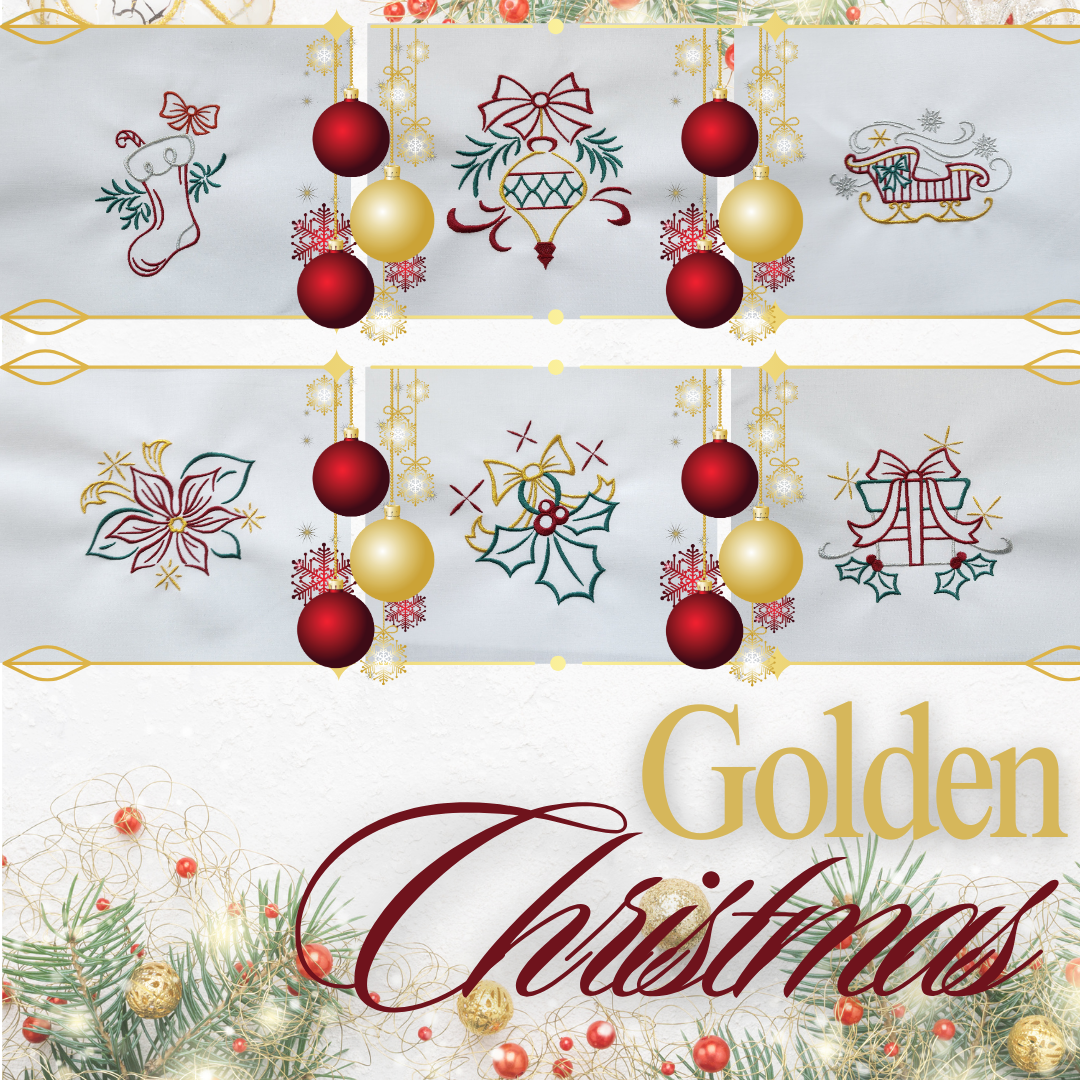 Golden Christmas Embroidered Bundle