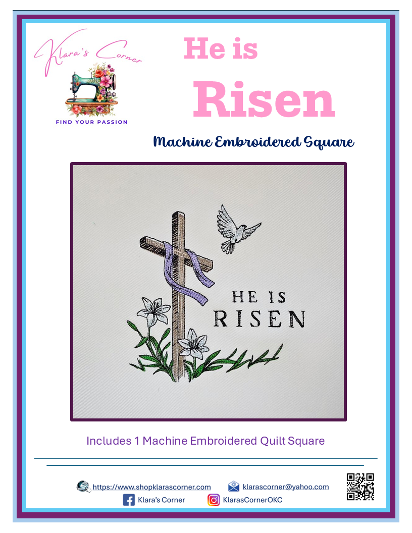 He is Risen! Machine Embroidered Block