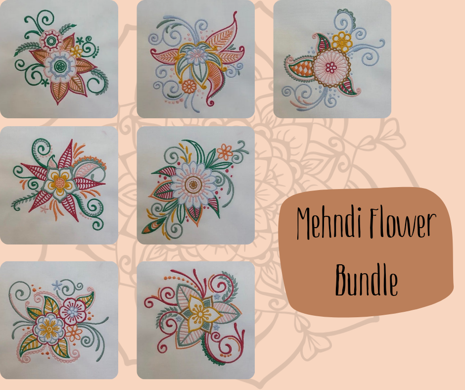 Mehndi Flower Embroidered Bundle