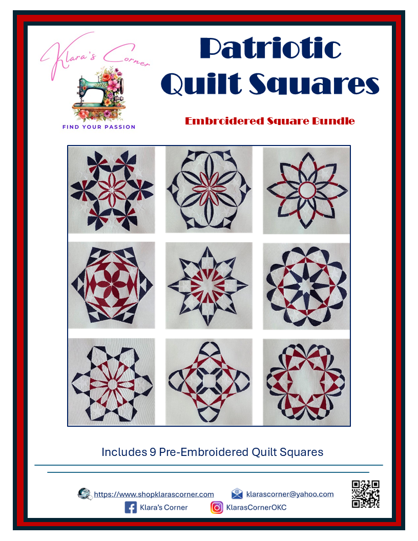 Patriotic Quilt Squares Embroidered Bundle