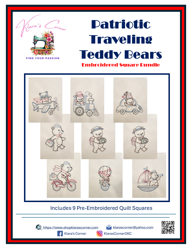 Patriotic Traveling Teddies Embroidered Bundle