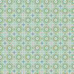 Patterned fabric with green and blue design