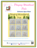 Embroidered square bundle packaging for 'Playing Woodland Pals' with Klaras Corner branding.