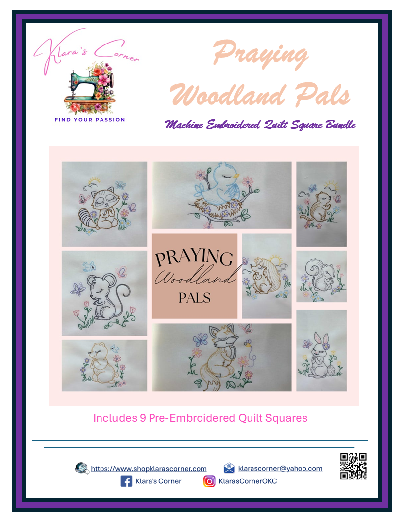 Praying Woodland Pals Embroidery Bundle