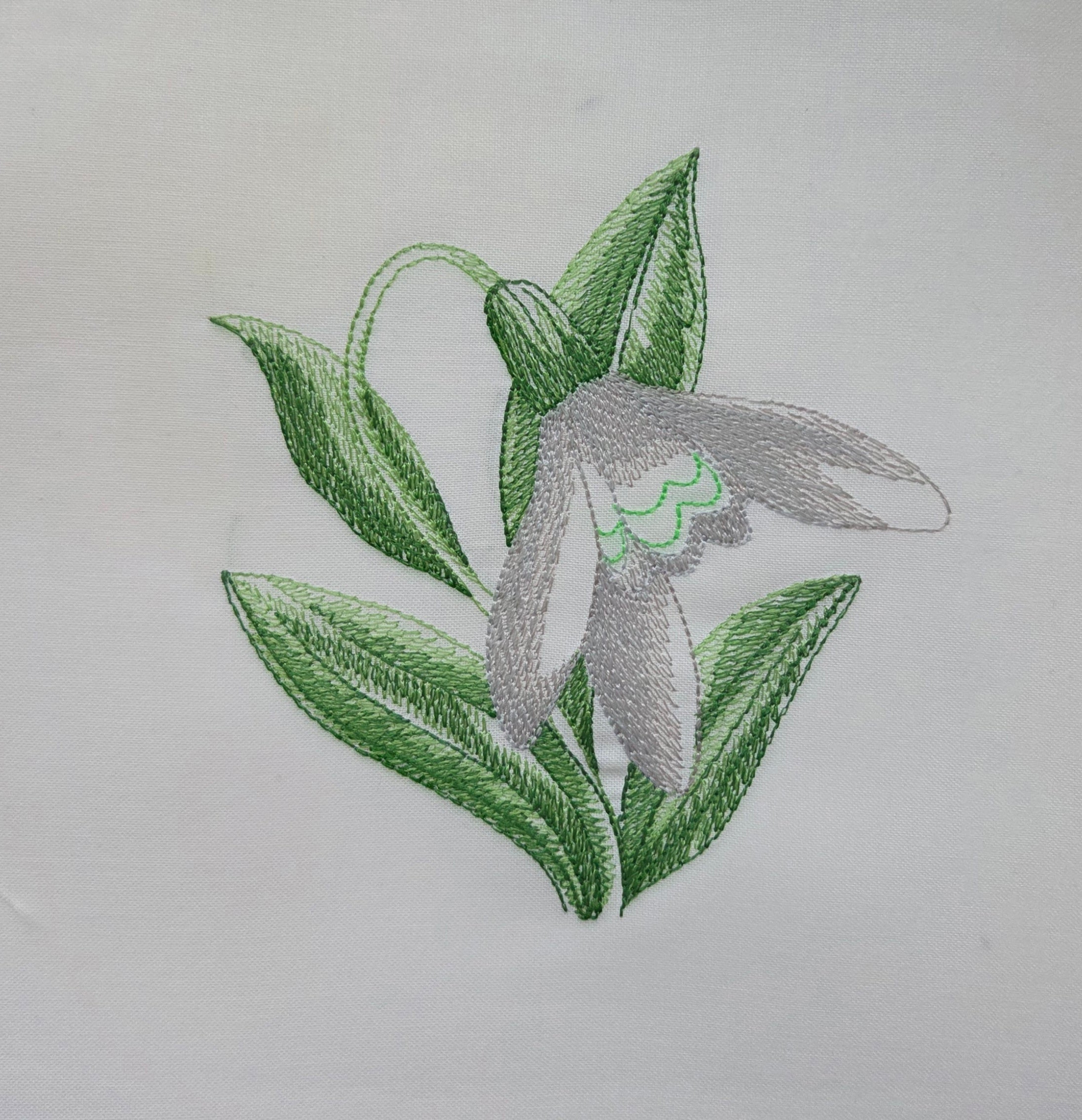 Snowdrop Beauty Machine Embroidered Square