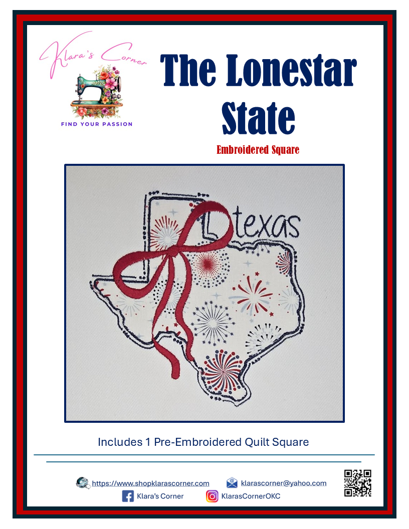 The Lonestar State - Texas State Embroidered Applique