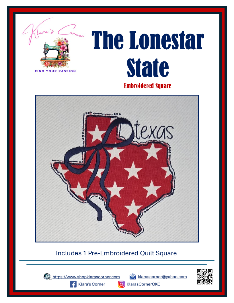 The Lonestar State - Texas State Embroidered Applique