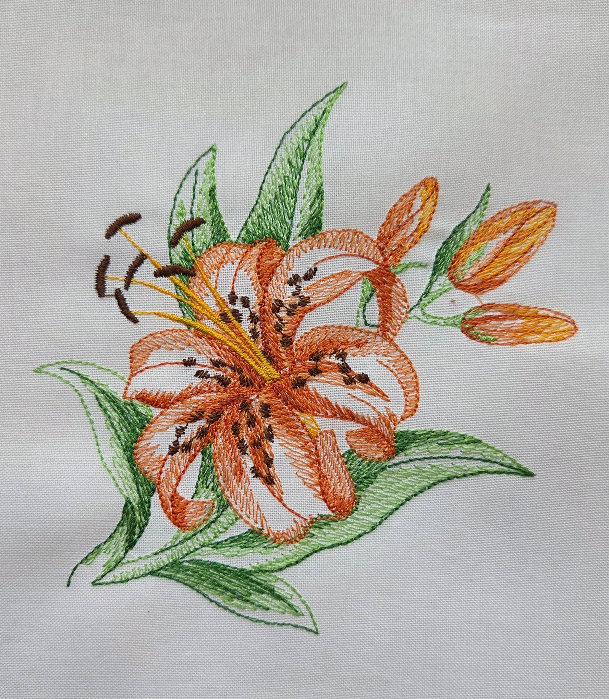 Tiger Lily Beauty Machine Embroidered Square
