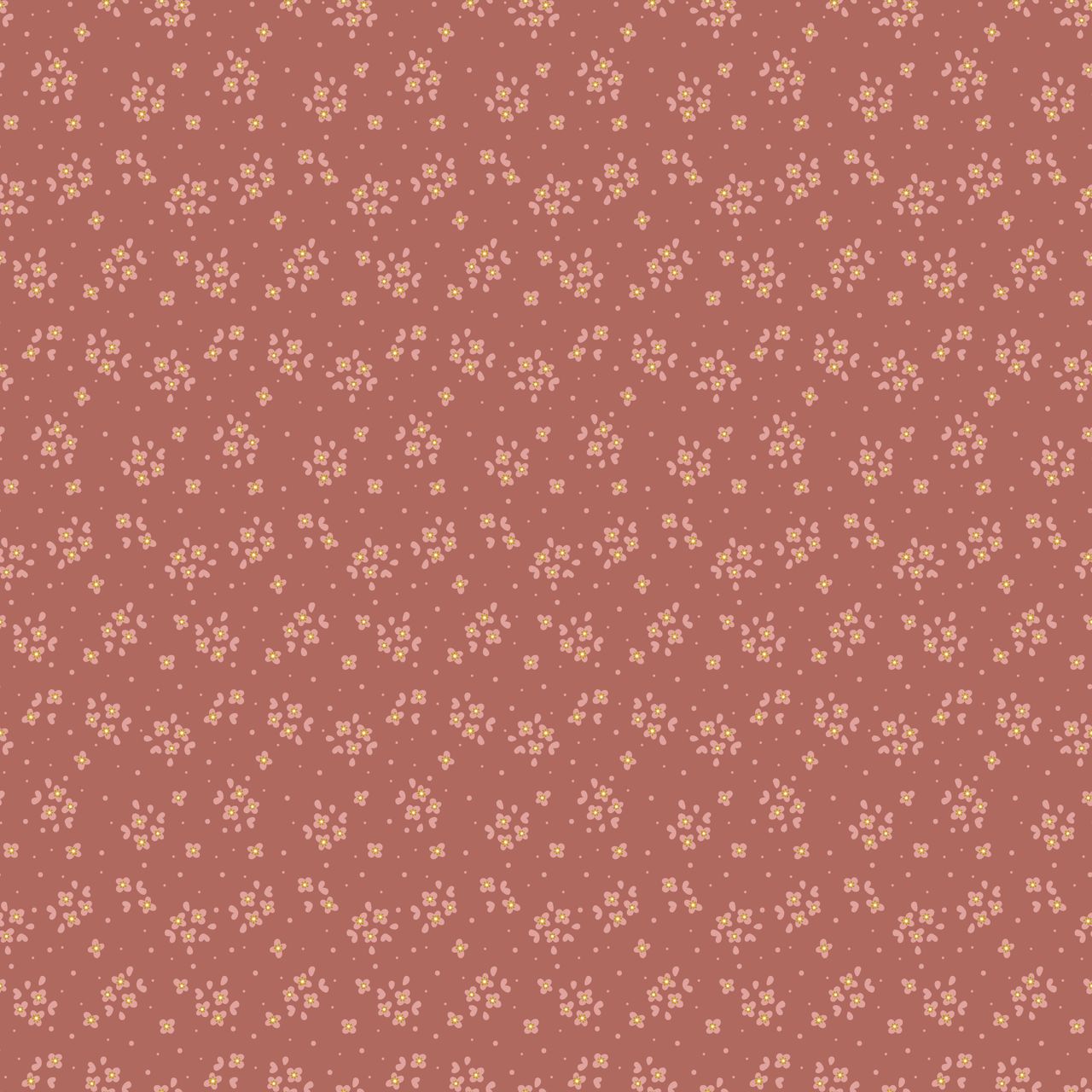 Patterned fabric with small floral design on a brown background
