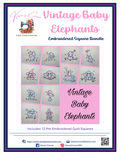 Vintage Baby Elephants Embroidered Bundle