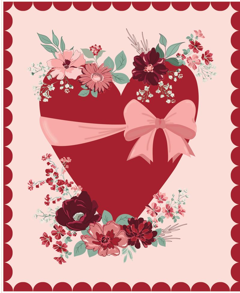 Love You Always Pink Heart Panel