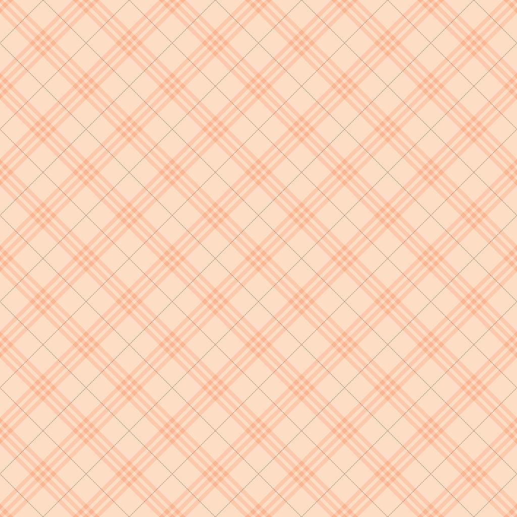 Diagonal plaid pattern in pink on a light peach background