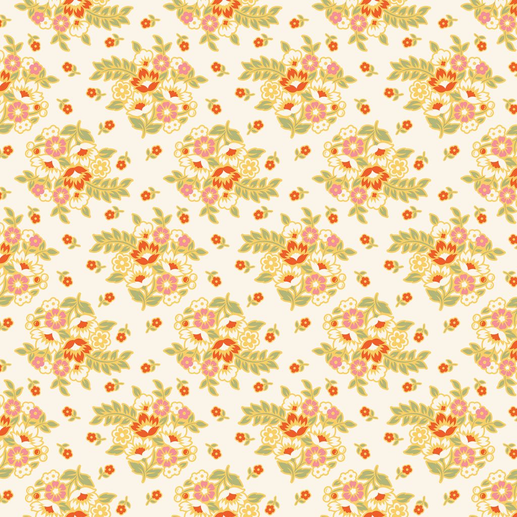 Floral pattern with small flowers and leaves on a light background