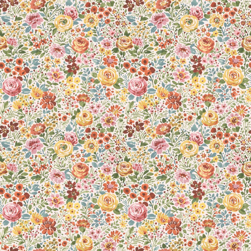 Pattern of colorful flowers on a white background