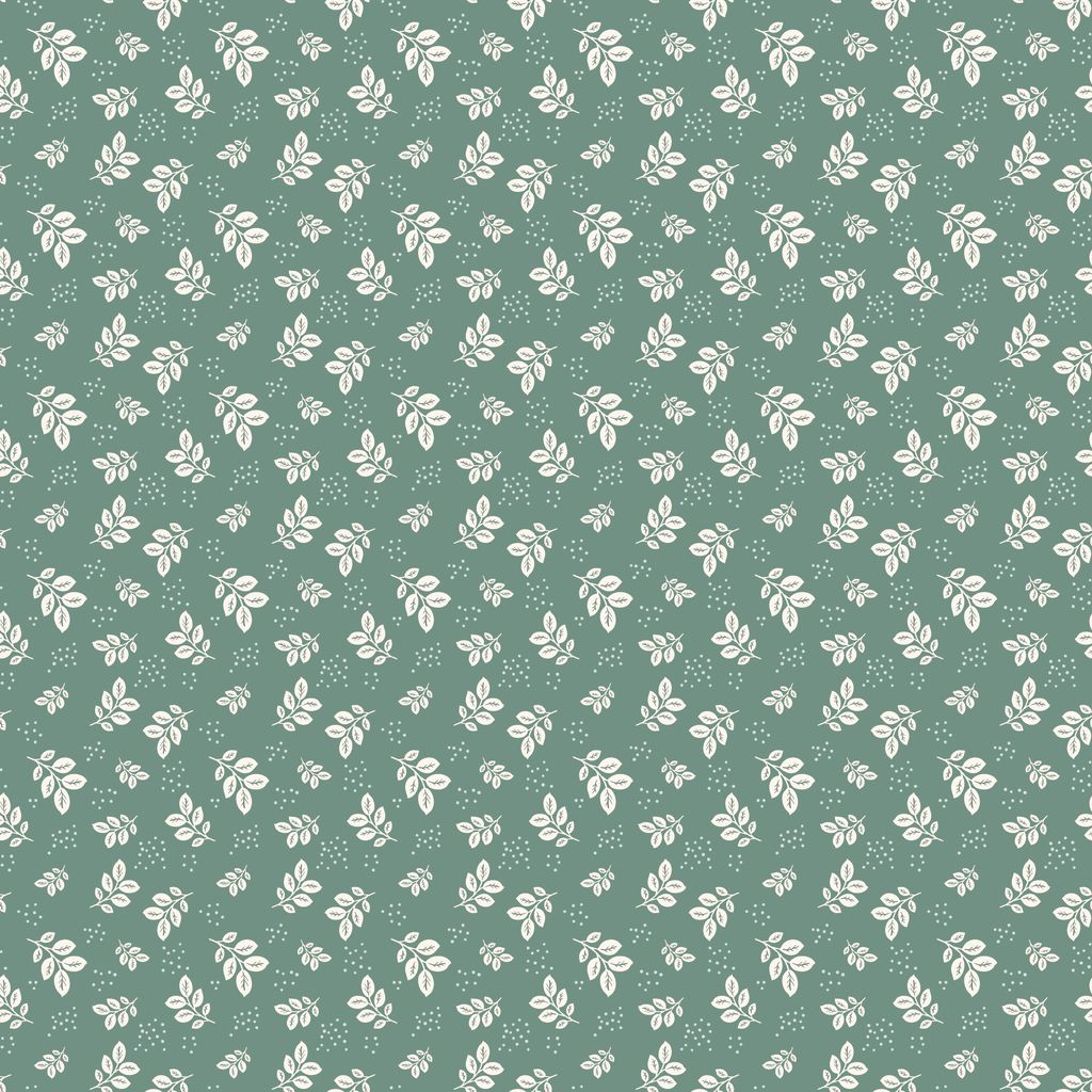 Pattern of white leaves on a teal background