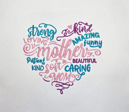 "Mother" Machine Embroidered Square