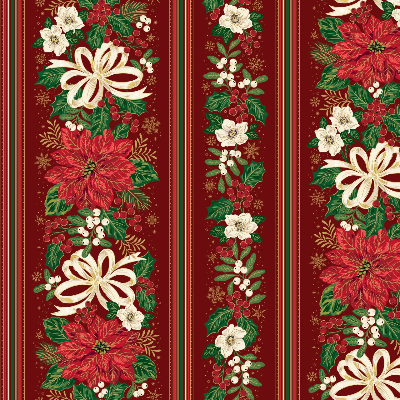 Poinsettias at Christmas 1 Yard Cuts