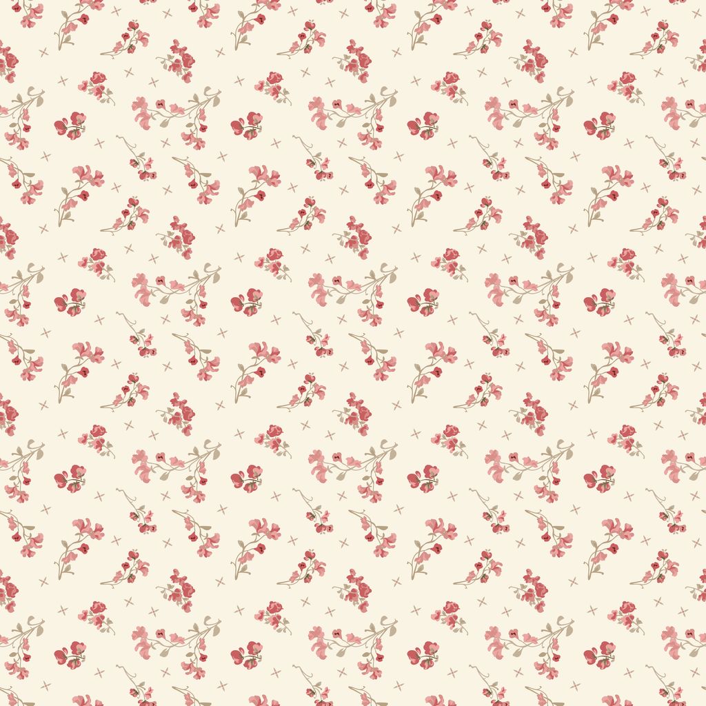 Floral pattern with red flowers on a beige background
